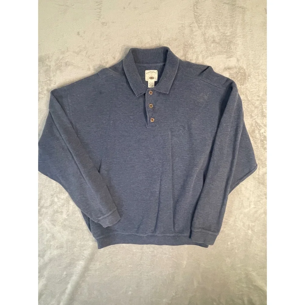 Original Island Sport Mens Blue Cotton‎ Long Sleeve quarter button Marlin